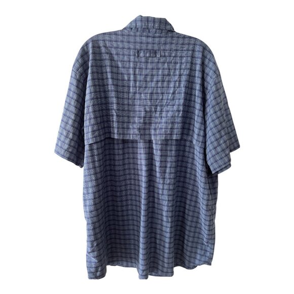 L.L.Bean Men’s CoolMax Short-Sleeve Fishing Shirt XL Regular – Blue Plaid Vented - Picture 2 of 6
